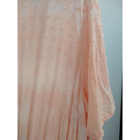 Torrid Kimono 2X Tie Dye Clip Dot Tiered Tie Front Short Sleeve Cover Up Peach - Picture 10 of 13